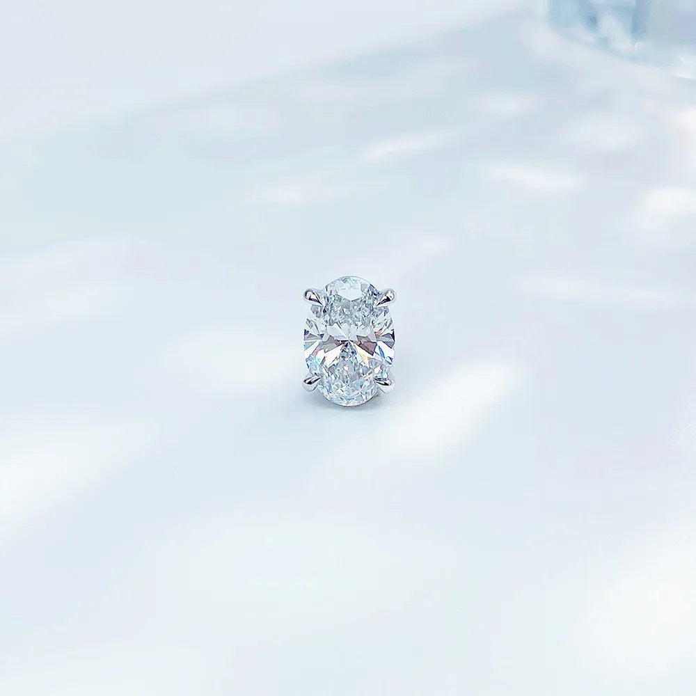 1.08 ctw Minimalist Four-Prong Oval-Cut Lab-Grown Diamond Stud Earrings in PT950 Platinum