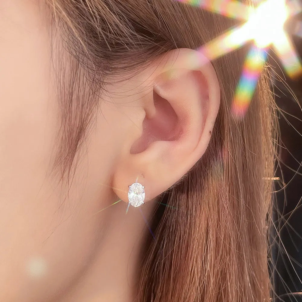 1.08 ctw Minimalist Four-Prong Oval-Cut Lab-Grown Diamond Stud Earrings in PT950 Platinum