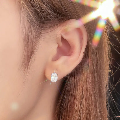 1.08 ctw Minimalist Four-Prong Oval-Cut Lab-Grown Diamond Stud Earrings in PT950 Platinum