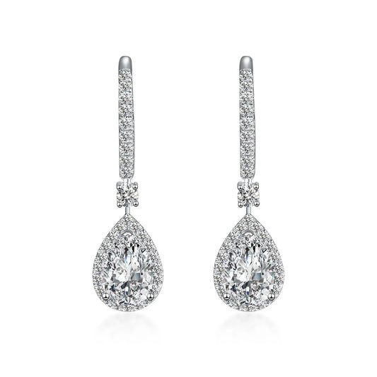 2.19 ctw Celestial Pear-Cut Lab-Grown Diamond Drop Earrings in PT950 Platinum