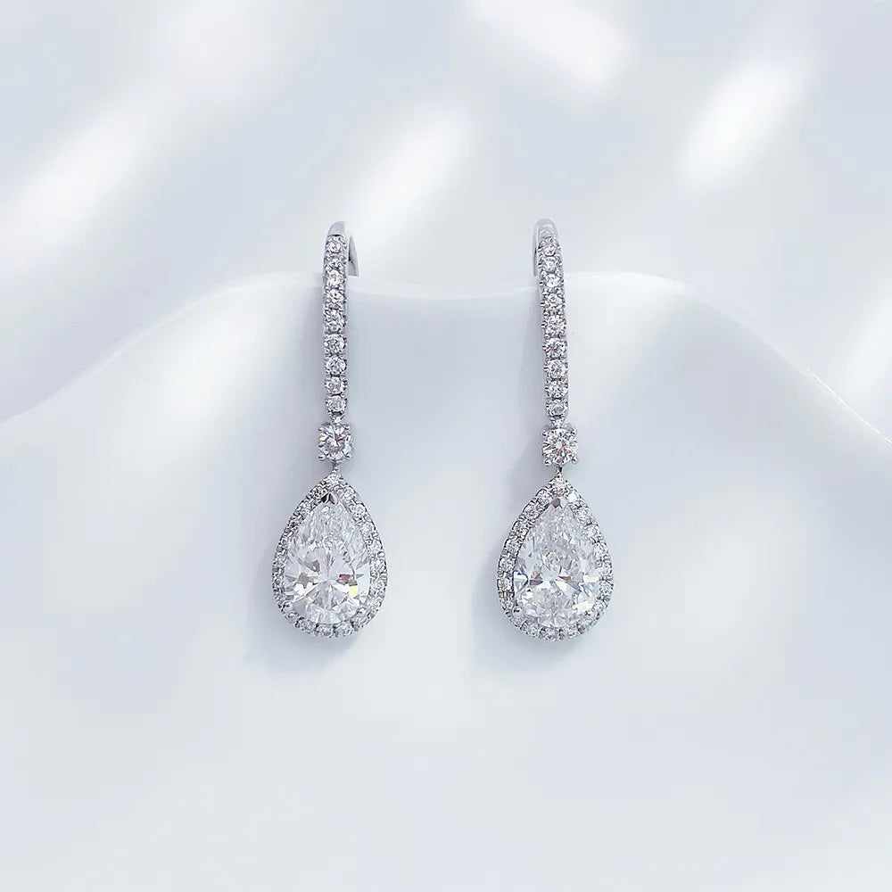 2.19 ctw Celestial Pear-Cut Lab-Grown Diamond Drop Earrings in PT950 Platinum