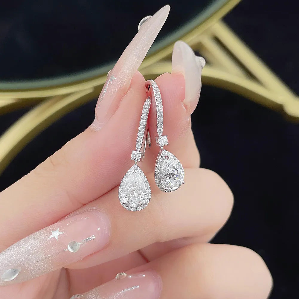2.19 ctw Celestial Pear-Cut Lab-Grown Diamond Drop Earrings in PT950 Platinum