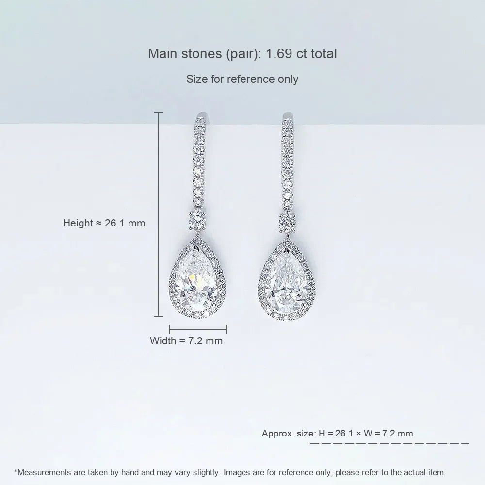 2.19 ctw Celestial Pear-Cut Lab-Grown Diamond Drop Earrings in PT950 Platinum
