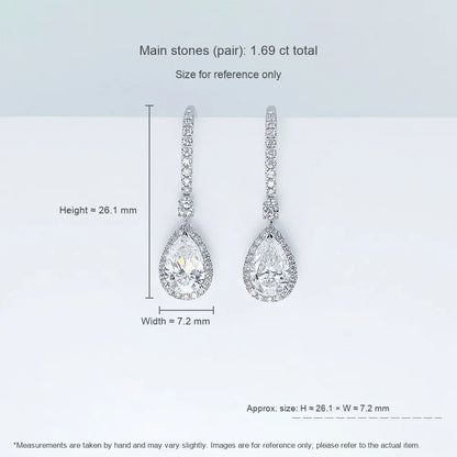 2.19 ctw Celestial Pear-Cut Lab-Grown Diamond Drop Earrings in PT950 Platinum