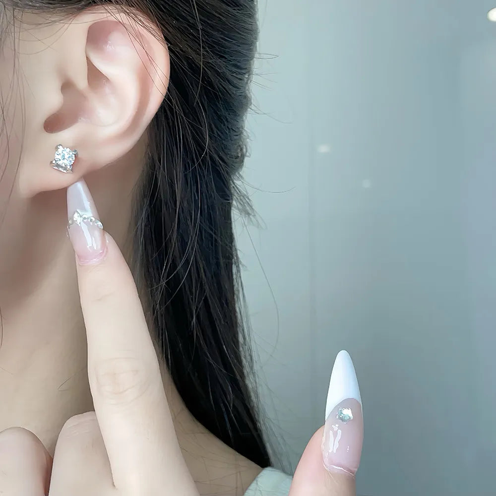 1.02 ctw Round-Cut Lab-Grown Diamond Earrings in PT950 Platinum