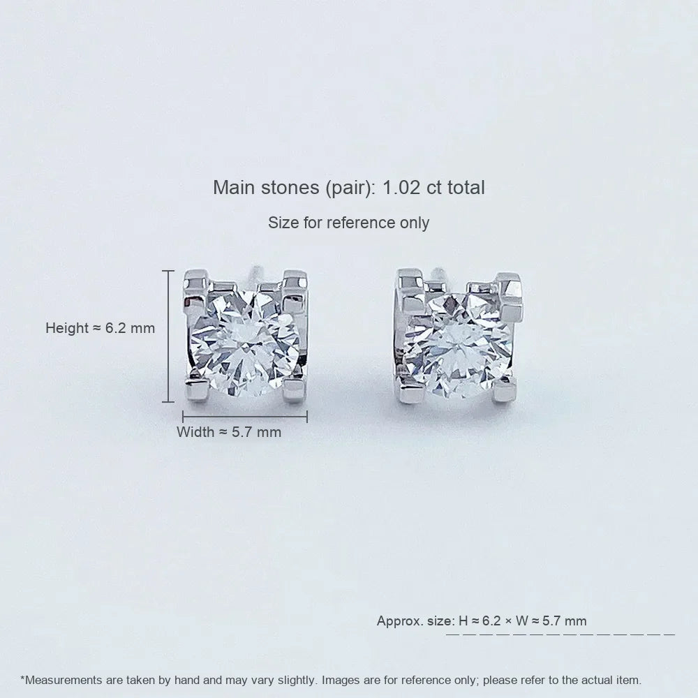 1.02 ctw Round-Cut Lab-Grown Diamond Earrings in PT950 Platinum