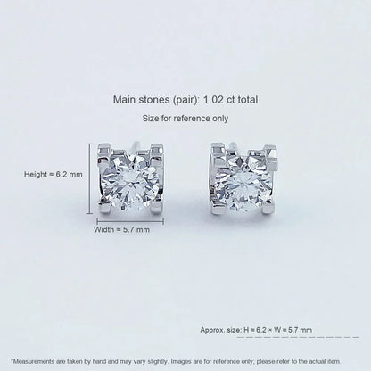 1.02 ctw Round-Cut Lab-Grown Diamond Earrings in PT950 Platinum
