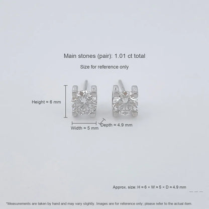 1.07 ctw Princess-Cut Lab-Grown Diamond Earrings in 925 Sterling Silver