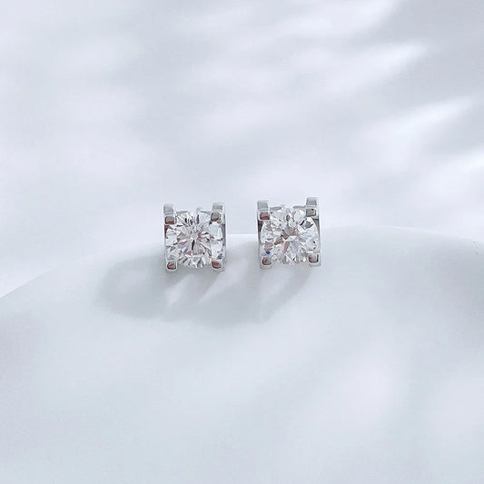 1.06 ctw Princess-Cut Lab-Grown Diamond Earrings in 18K White Gold