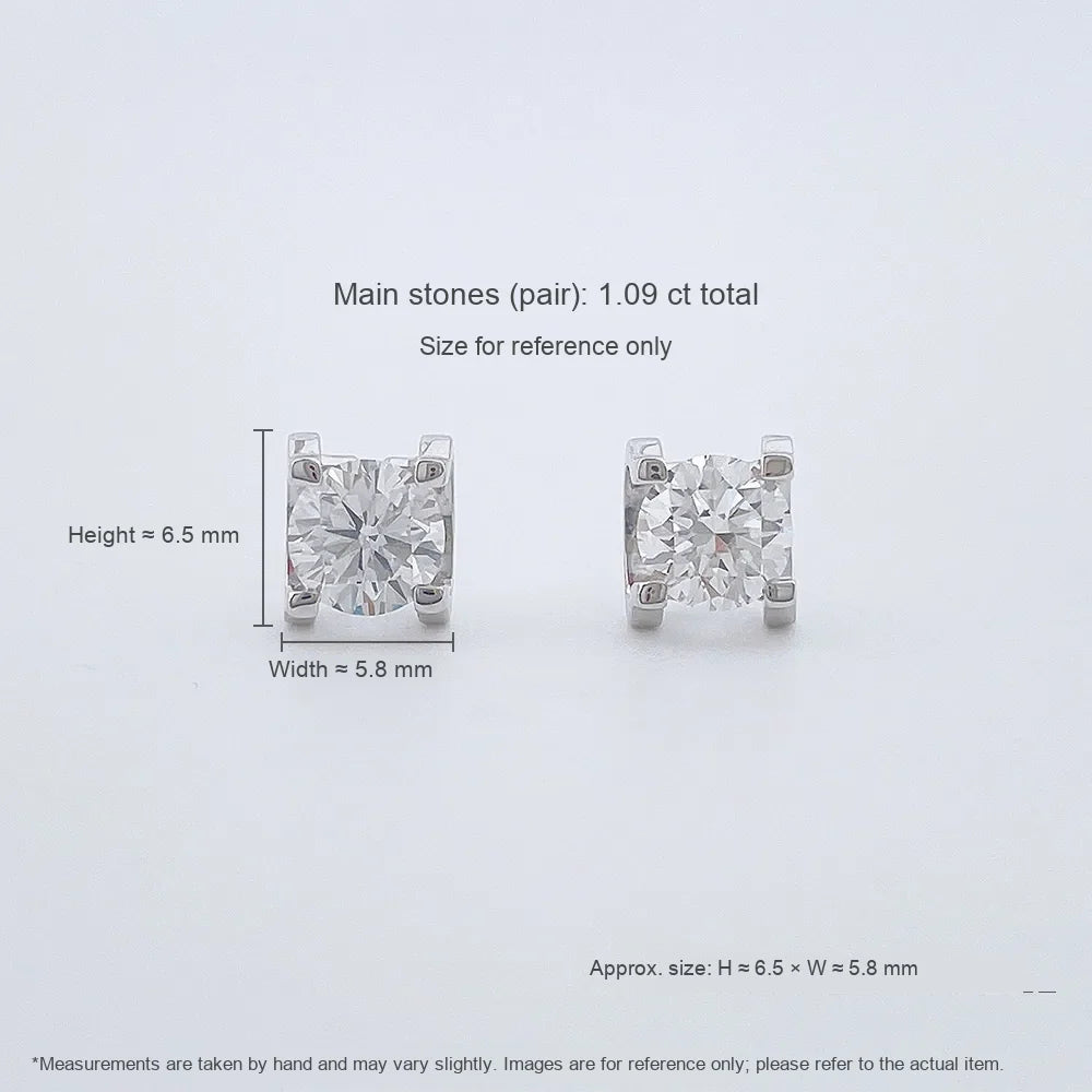 1.06 ctw Princess-Cut Lab-Grown Diamond Earrings in 18K White Gold