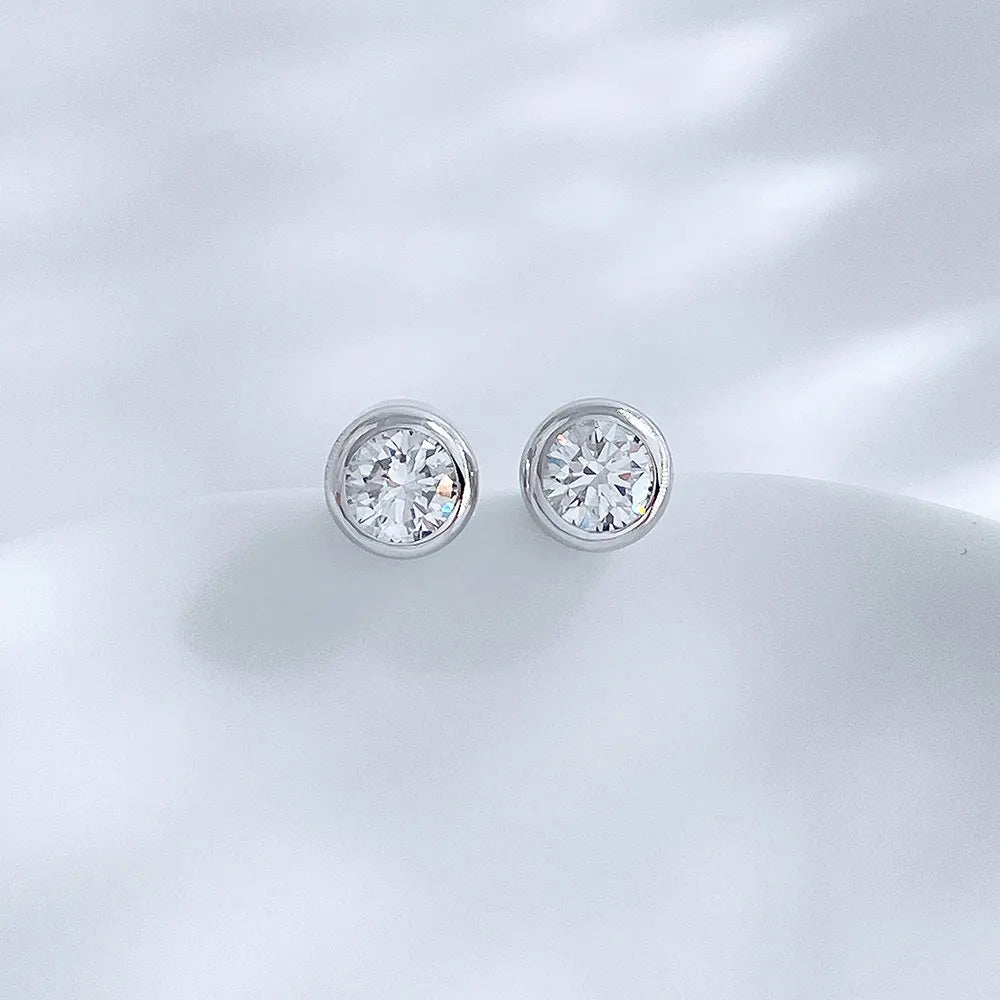 0.64 ctw Round-Cut Lab-Grown Diamond Earrings in 18K White Gold