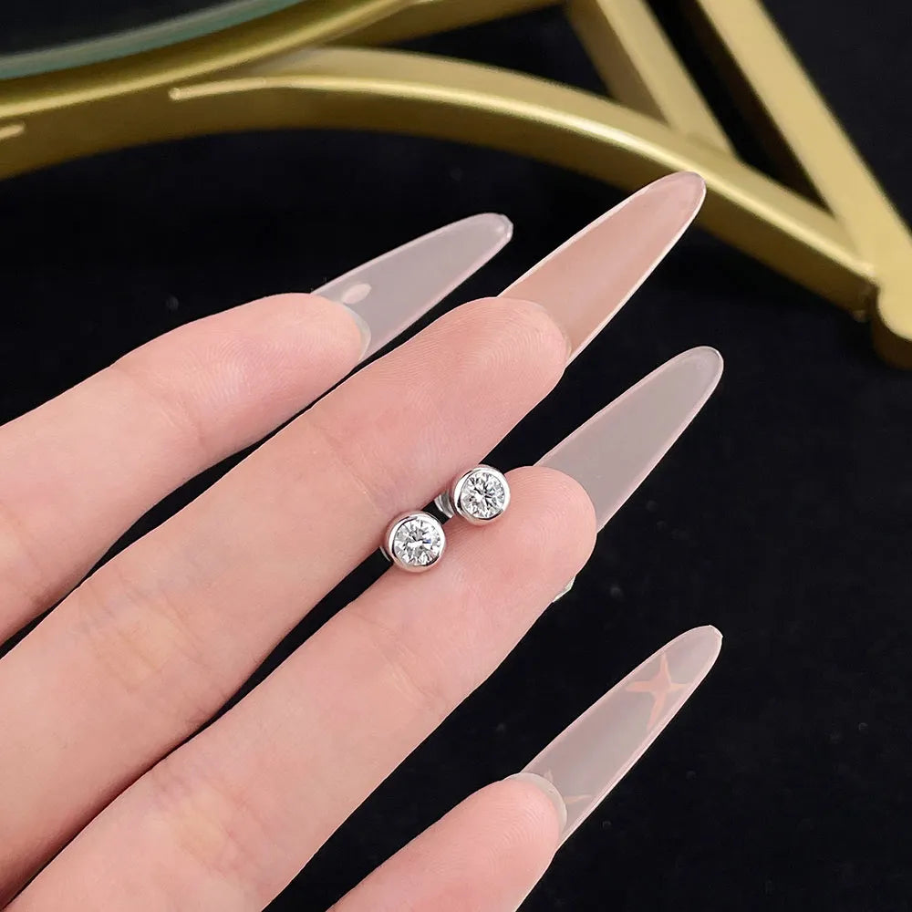 0.64 ctw Round-Cut Lab-Grown Diamond Earrings in 18K White Gold