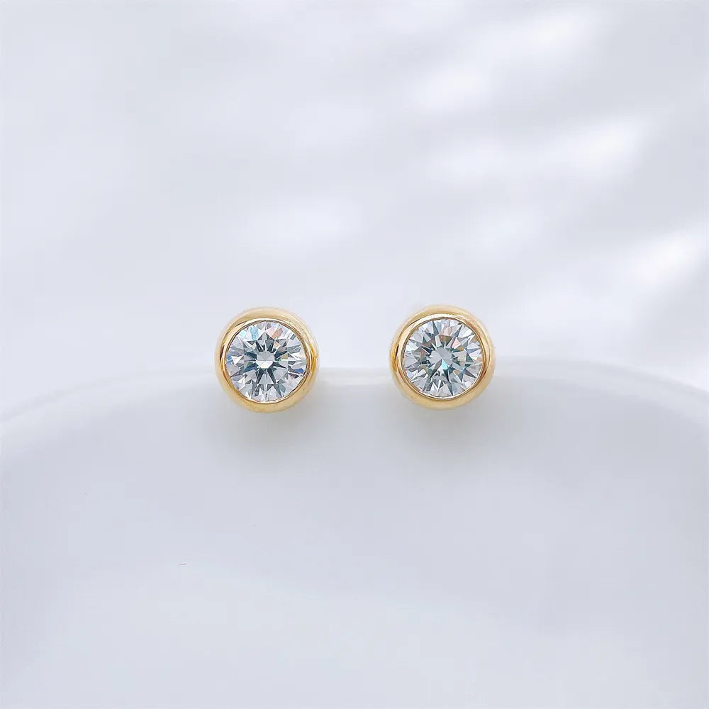 0.37 ctw Minimalist Round-Cut Lab-Grown Diamond Earrings in 18K Yellow Gold
