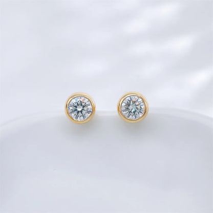 0.37 ctw Minimalist Round-Cut Lab-Grown Diamond Earrings in 18K Yellow Gold