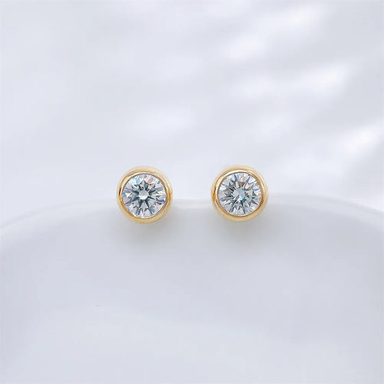 0.37 ctw Minimalist Round-Cut Lab-Grown Diamond Earrings in 18K Yellow Gold