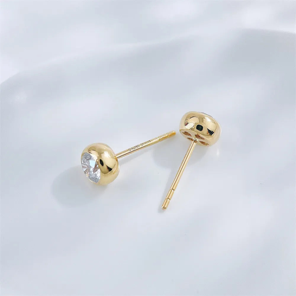 0.37 ctw Minimalist Round-Cut Lab-Grown Diamond Earrings in 18K Yellow Gold