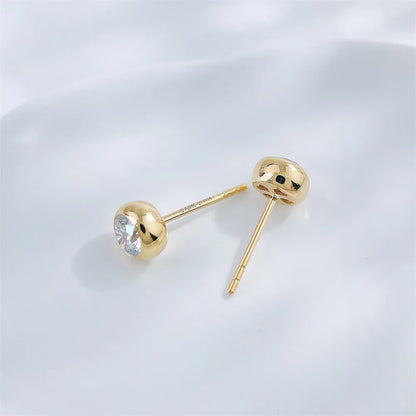 0.37 ctw Minimalist Round-Cut Lab-Grown Diamond Earrings in 18K Yellow Gold