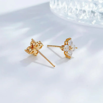 0.85 ctw Botanical Round-Cut Lab-Grown Diamond Stud Earrings in 18K Yellow Gold