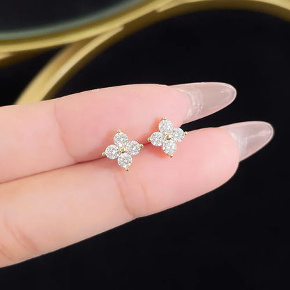 0.85 ctw Botanical Round-Cut Lab-Grown Diamond Stud Earrings in 18K Yellow Gold
