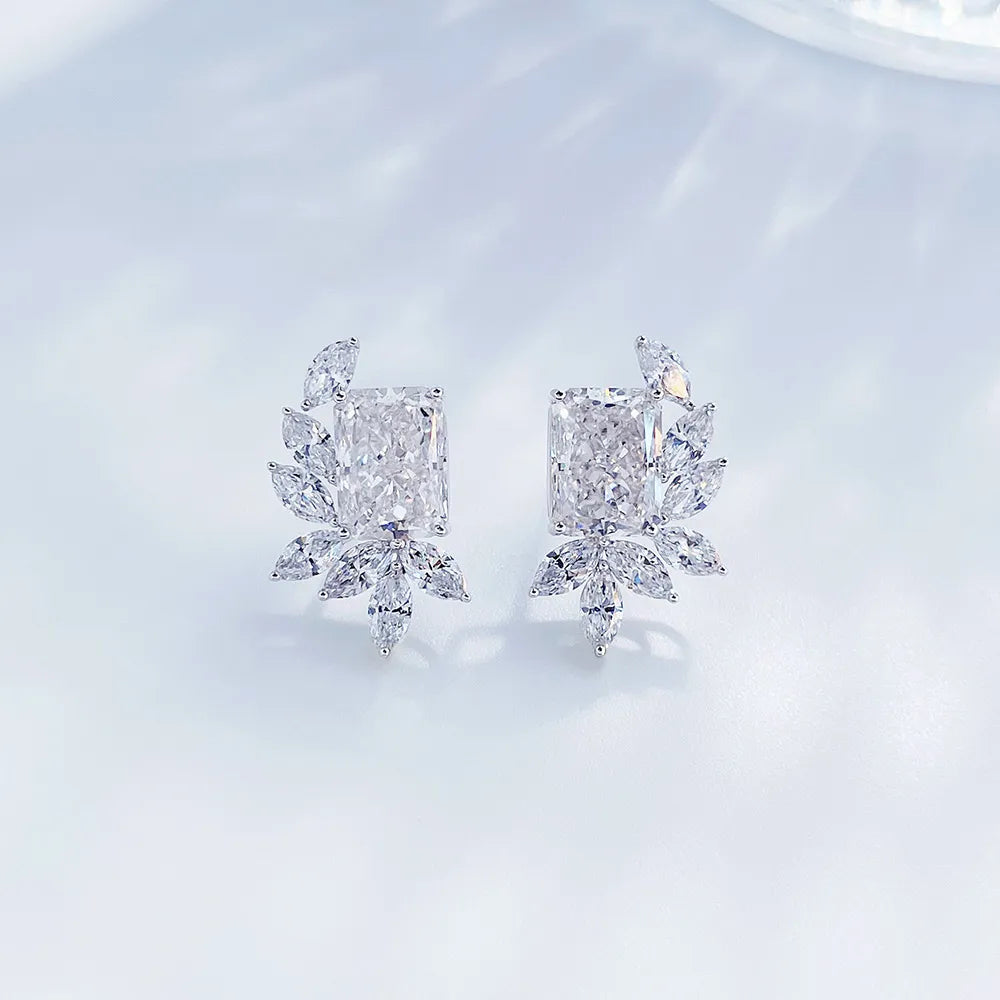 4.19 ctw Statement Radiant-Cut Lab-Grown Diamond Earrings in 18K White Gold