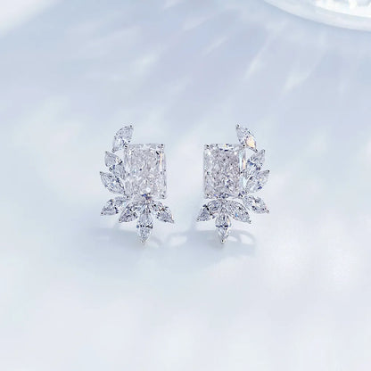 4.19 ctw Statement Radiant-Cut Lab-Grown Diamond Earrings in 18K White Gold