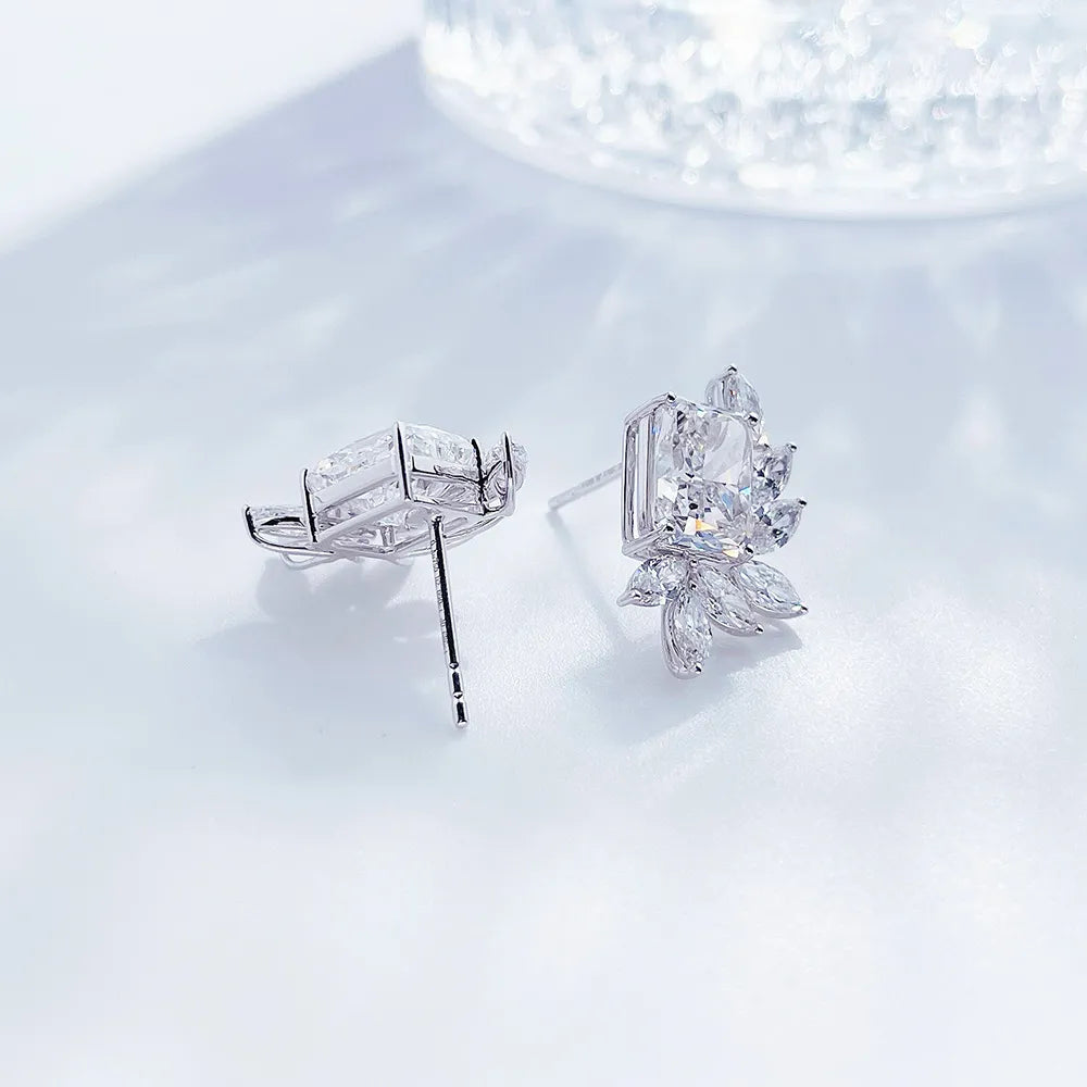 4.19 ctw Statement Radiant-Cut Lab-Grown Diamond Earrings in 18K White Gold