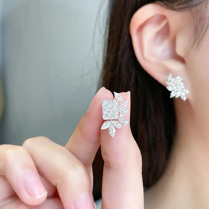 4.19 ctw Statement Radiant-Cut Lab-Grown Diamond Earrings in 18K White Gold