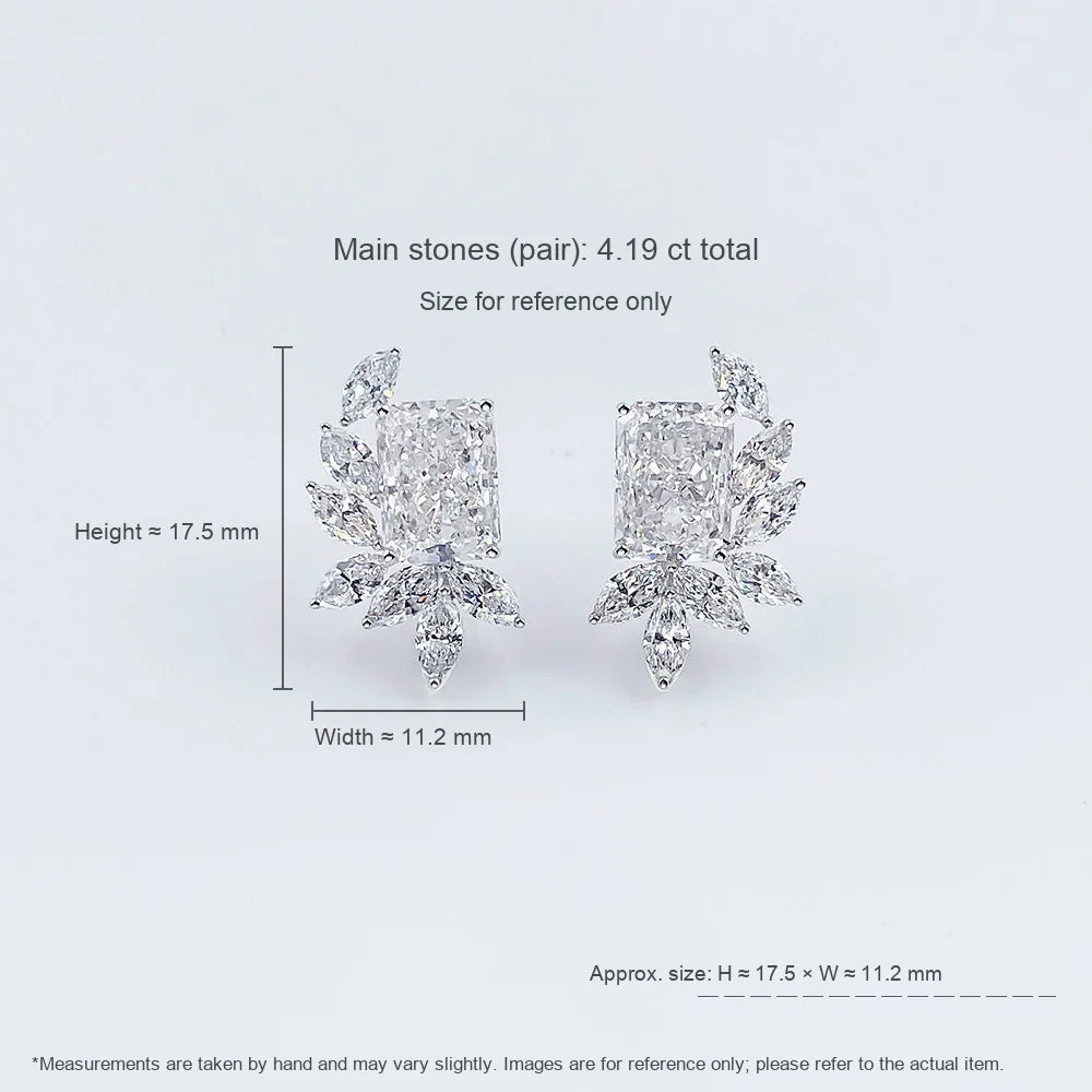 4.19 ctw Statement Radiant-Cut Lab-Grown Diamond Earrings in 18K White Gold