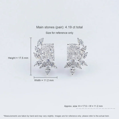 4.19 ctw Statement Radiant-Cut Lab-Grown Diamond Earrings in 18K White Gold