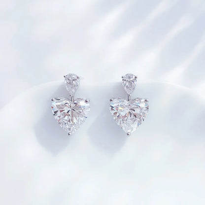 6.05 ctw Heart-Cut Lab-Grown Diamond Earrings in PT950 Platinum