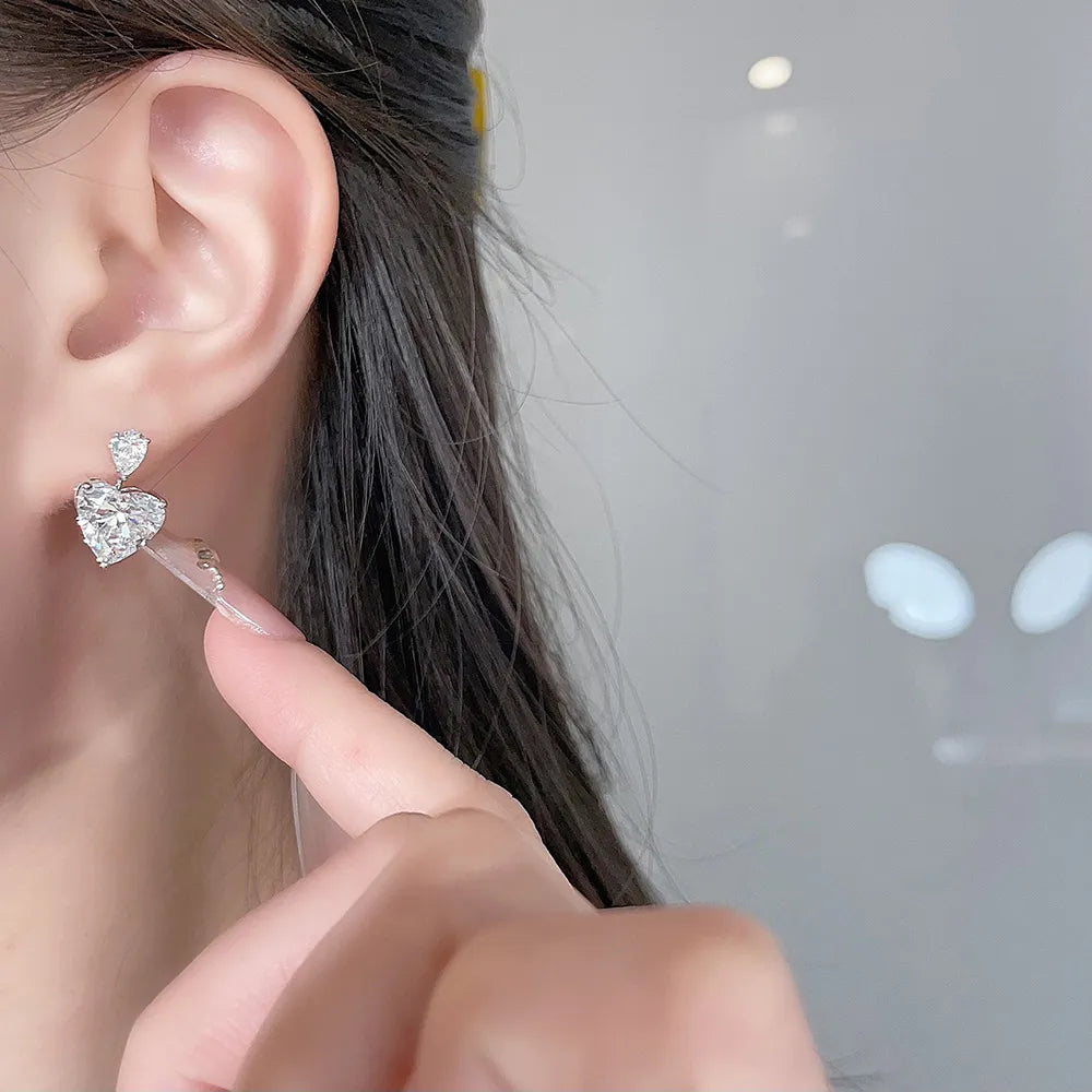 6.05 ctw Heart-Cut Lab-Grown Diamond Earrings in PT950 Platinum