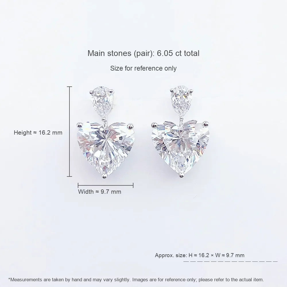 6.05 ctw Heart-Cut Lab-Grown Diamond Earrings in PT950 Platinum
