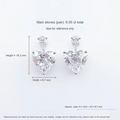 6.05 ctw Heart-Cut Lab-Grown Diamond Earrings in PT950 Platinum