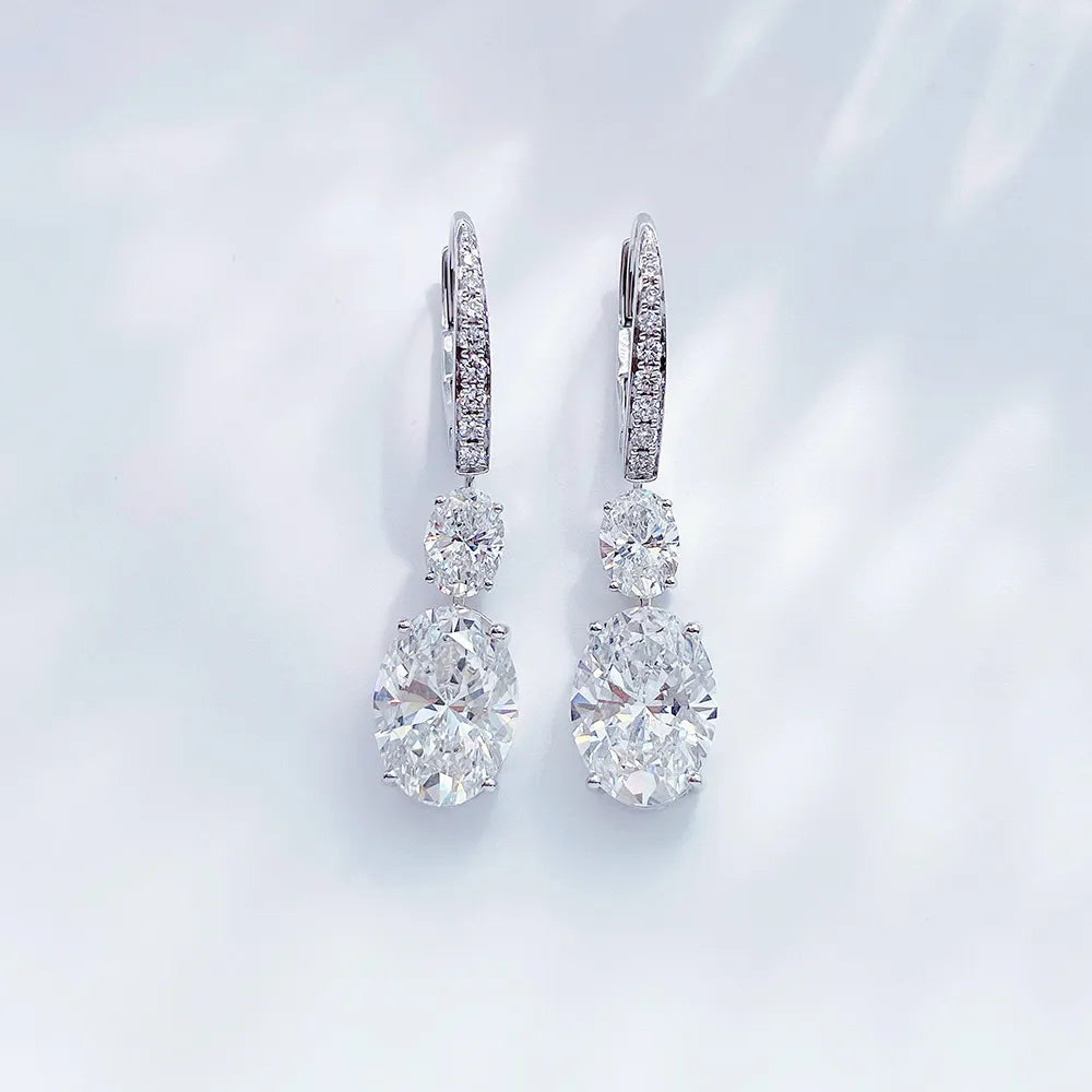 6.29 ctw Statement Pear-Cut Lab-Grown Diamond Drop Earrings in 18K White Gold