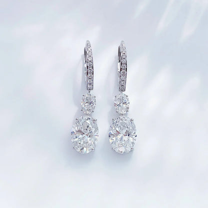 6.29 ctw Statement Pear-Cut Lab-Grown Diamond Drop Earrings in 18K White Gold