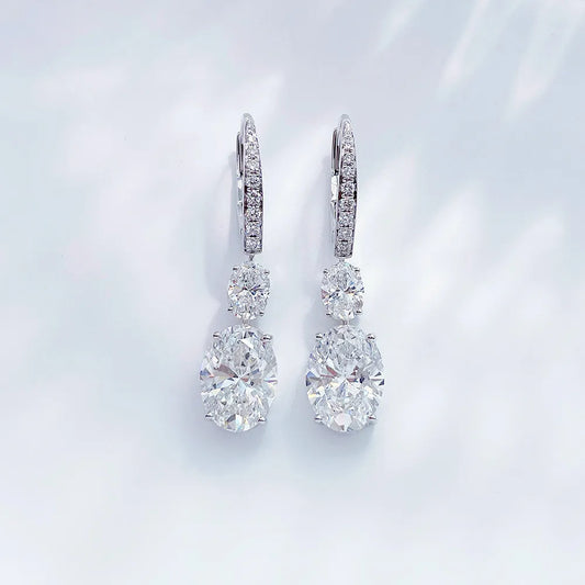 6.29 ctw Statement Pear-Cut Lab-Grown Diamond Drop Earrings in 18K White Gold
