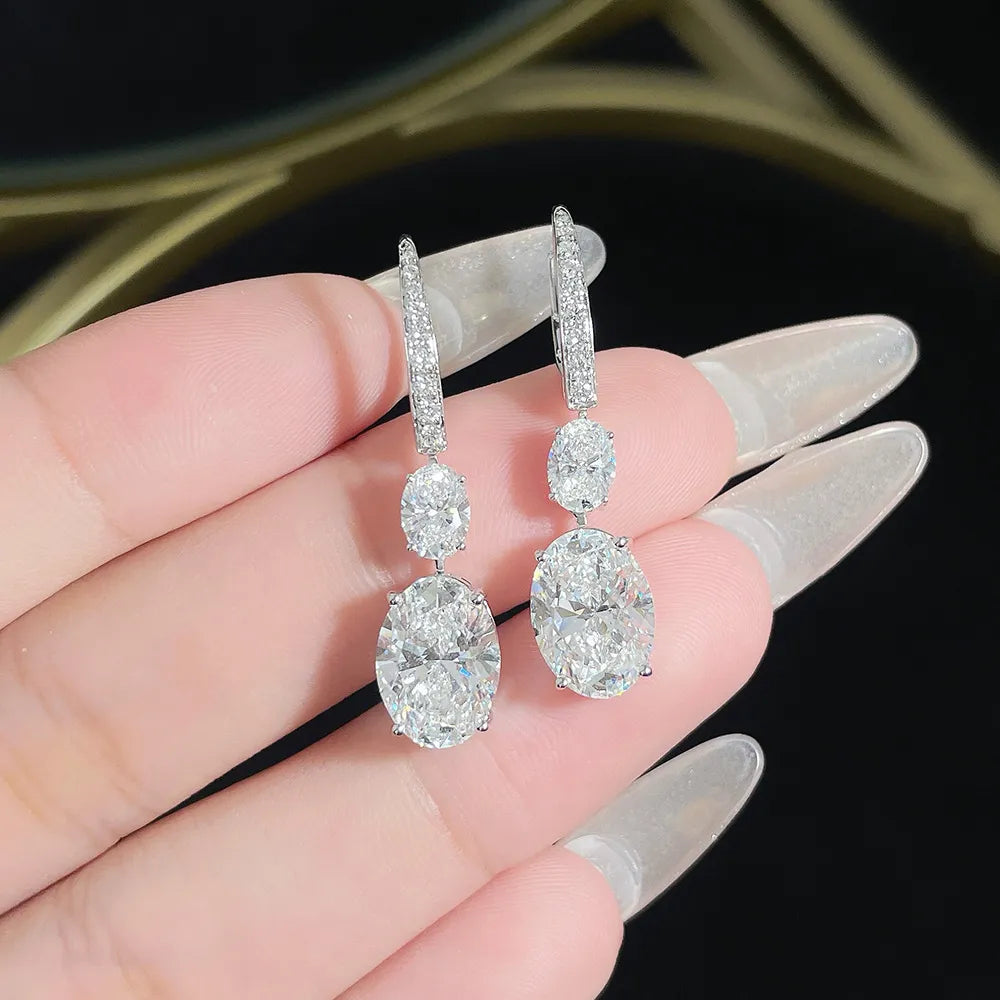 6.29 ctw Statement Pear-Cut Lab-Grown Diamond Drop Earrings in 18K White Gold