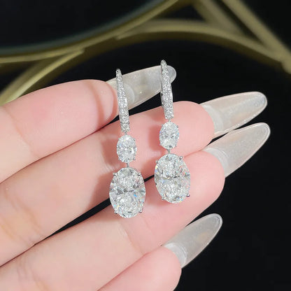 6.29 ctw Statement Pear-Cut Lab-Grown Diamond Drop Earrings in 18K White Gold