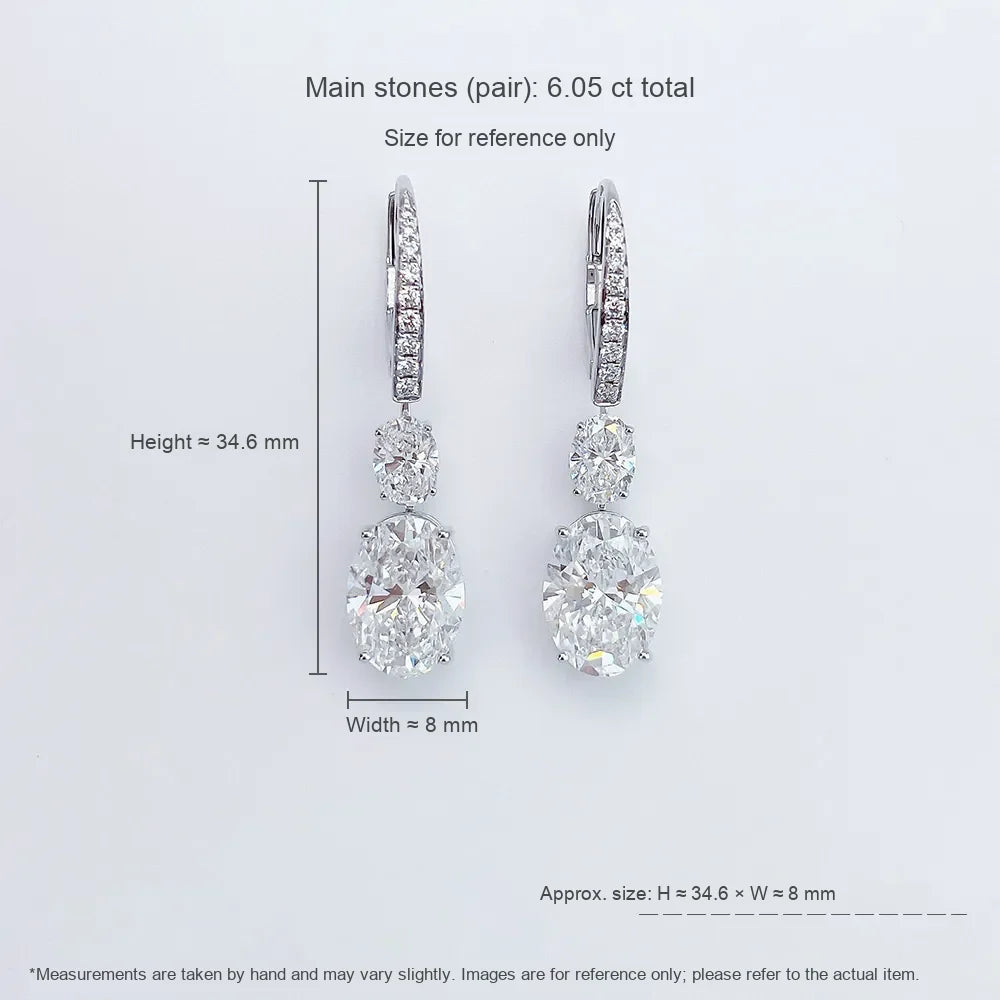 6.29 ctw Statement Pear-Cut Lab-Grown Diamond Drop Earrings in 18K White Gold