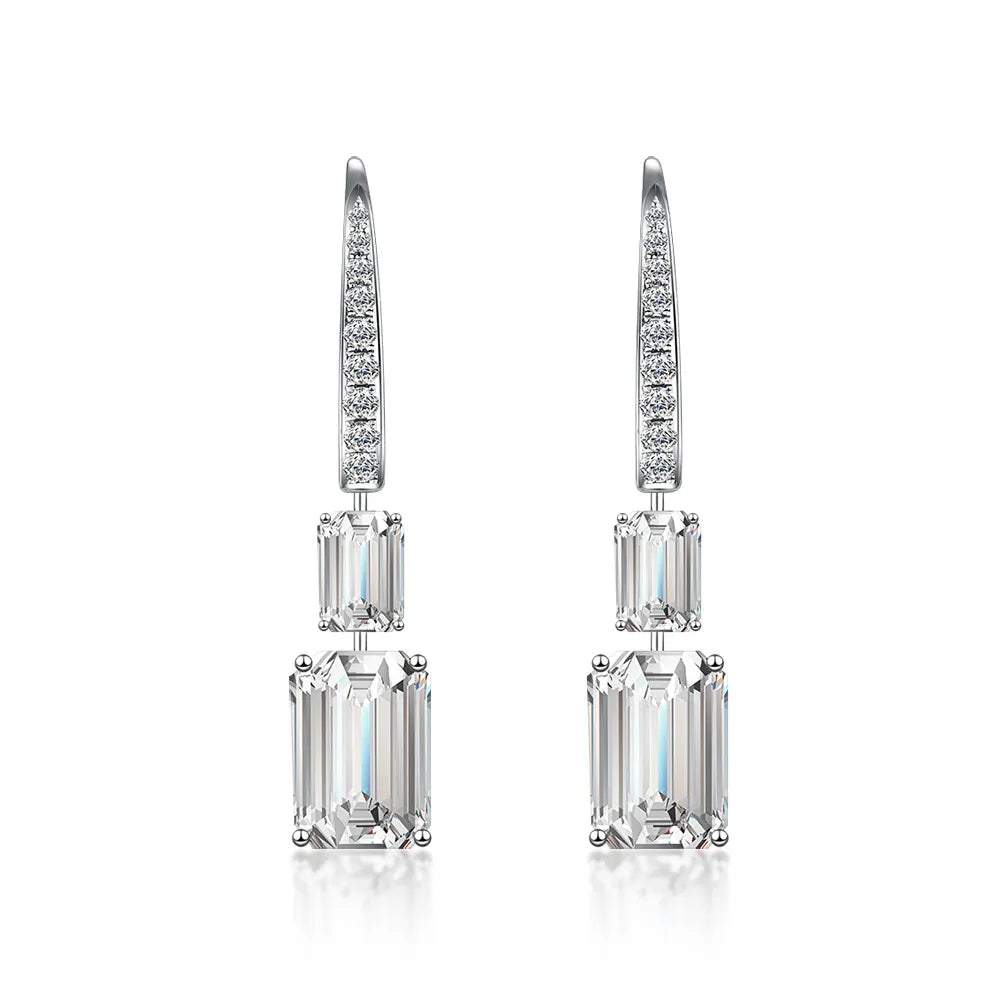 6.12 ctw Statement Emerald-Cut Lab-Grown Diamond Earrings in 18K White Gold