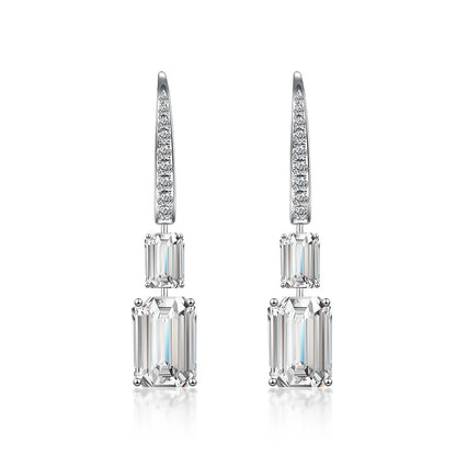 6.12 ctw Statement Emerald-Cut Lab-Grown Diamond Earrings in 18K White Gold