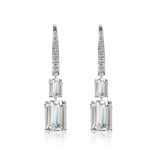6.12 ctw Statement Emerald-Cut Lab-Grown Diamond Earrings in 18K White Gold