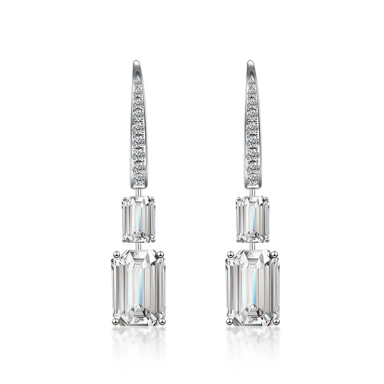 7.48 ctw Statement Emerald-Cut Lab-Grown Diamond Earrings in 18K White Gold