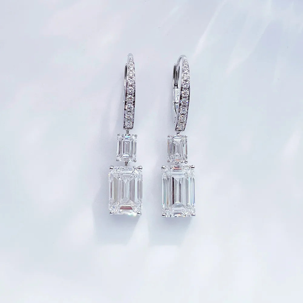 6.12 ctw Statement Emerald-Cut Lab-Grown Diamond Earrings in 18K White Gold