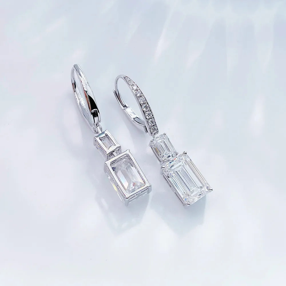6.12 ctw Statement Emerald-Cut Lab-Grown Diamond Earrings in 18K White Gold