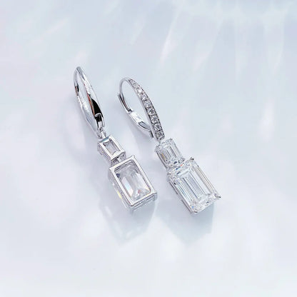 6.12 ctw Statement Emerald-Cut Lab-Grown Diamond Earrings in 18K White Gold