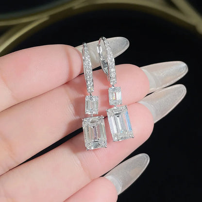 6.12 ctw Statement Emerald-Cut Lab-Grown Diamond Earrings in 18K White Gold