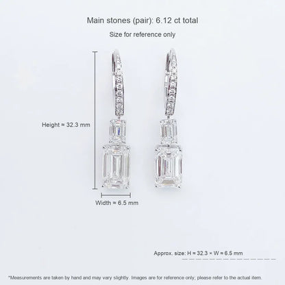 6.12 ctw Statement Emerald-Cut Lab-Grown Diamond Earrings in 18K White Gold
