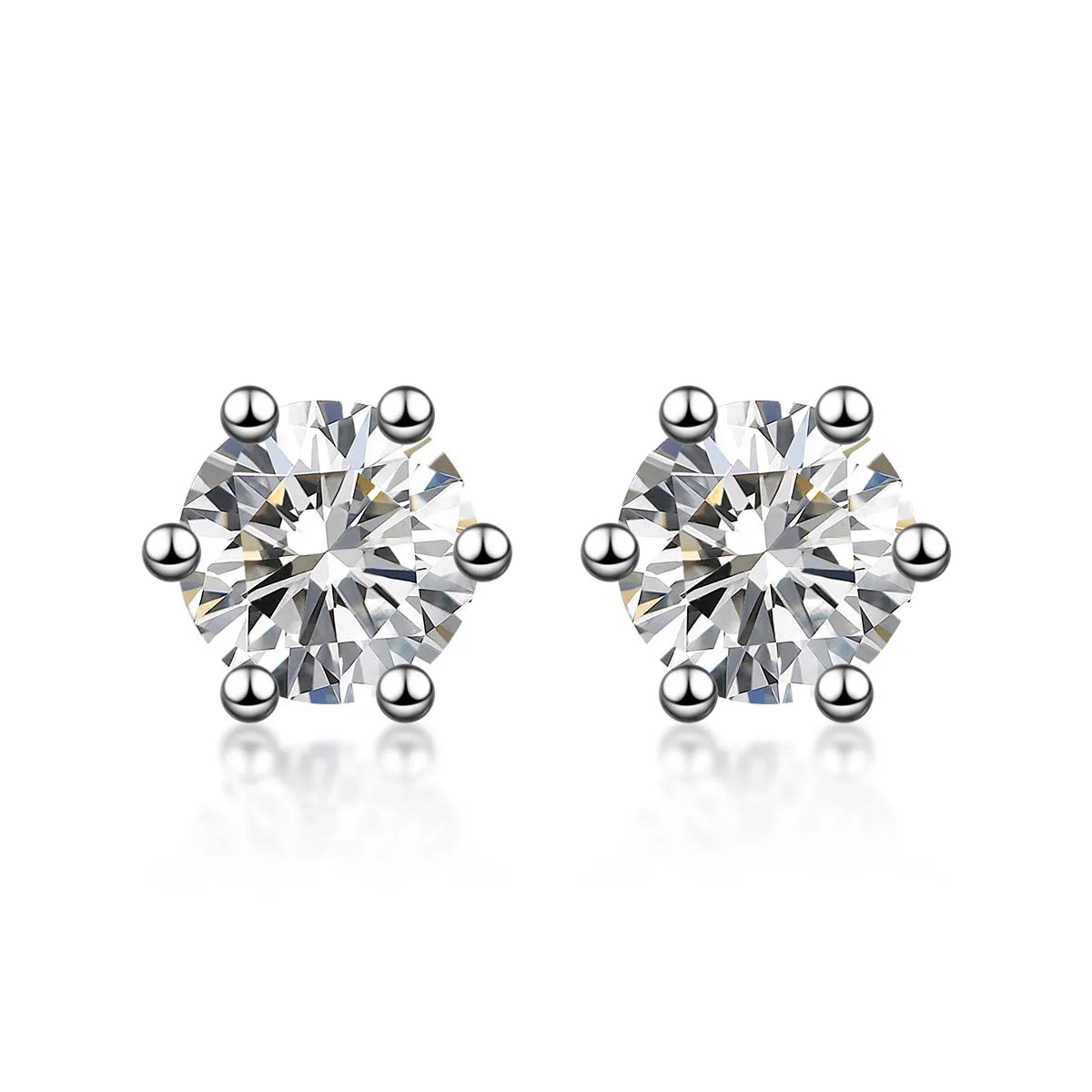 1.03 ctw Six-Prong Round-Cut Lab-Grown Diamond Earrings in 925 Sterling Silver