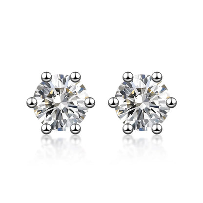 1.03 ctw Six-Prong Round-Cut Lab-Grown Diamond Earrings in 925 Sterling Silver